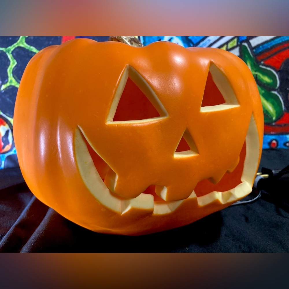 Vintage Pumpkin Jack O Lantern Lighted Halloween Fall Decor 6.5"